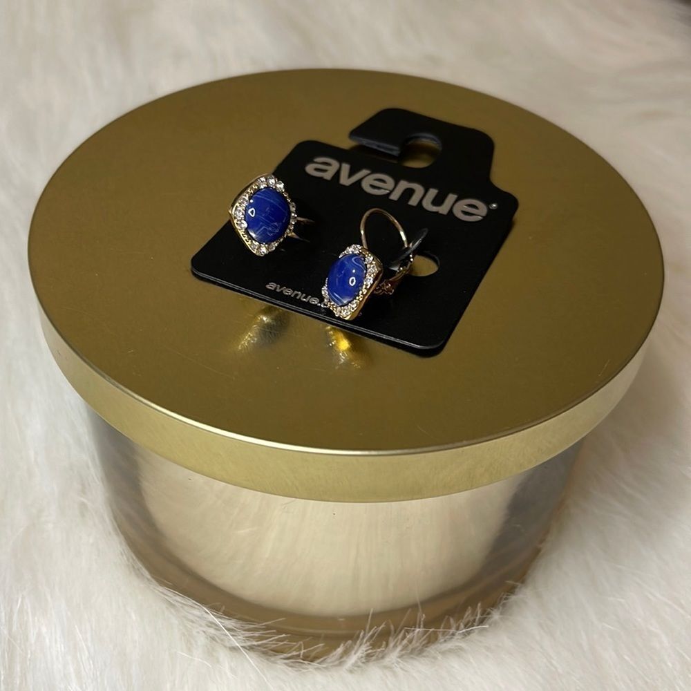 🎉3/$20🎉 Avenue | Beautiful Gold, Rhinestone, & Blue Jewel Earrings